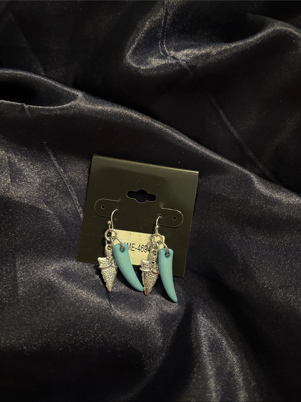 Silver Cone & Turquoise Horn Dangle Earrings - Women Jewelry